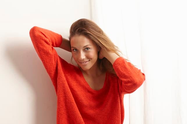 a portrait of a blonde woman