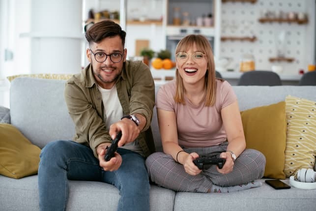 a couple playing video games together